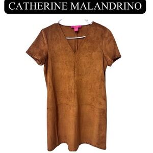 CATHERINE MALANDRINO Rust Suede Mini Dress, EUC